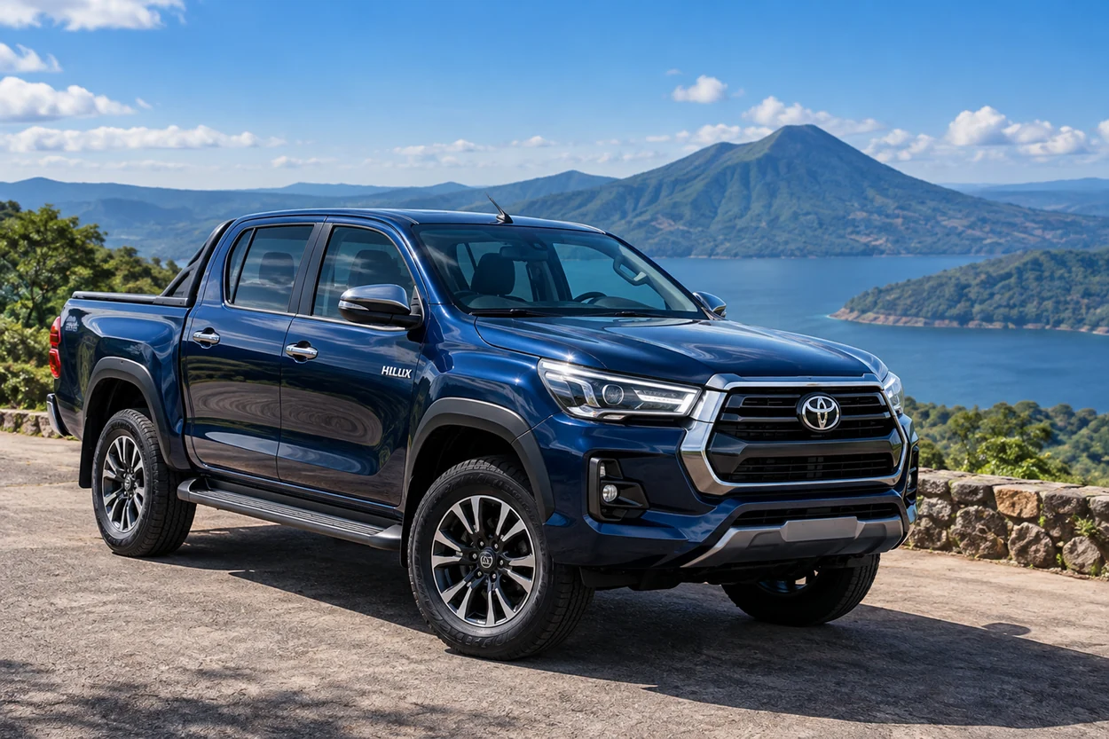 AI-generated illustrative promotional image of Hilux vehicle model; actual fleet may differ